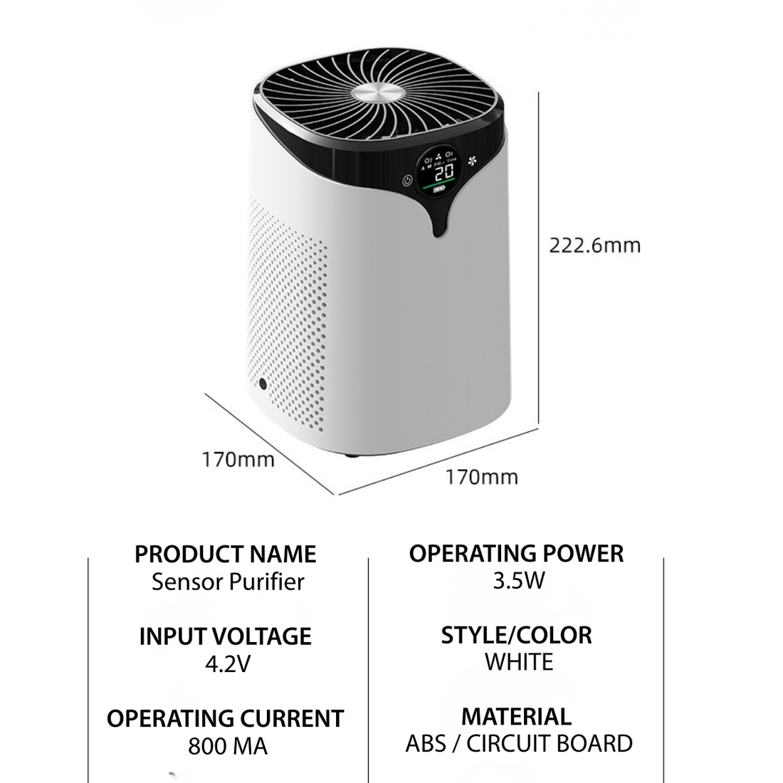 OAIR Auto Sensor Air Purifier (White, 3.5 W, OAIR-SPH13-WHT)